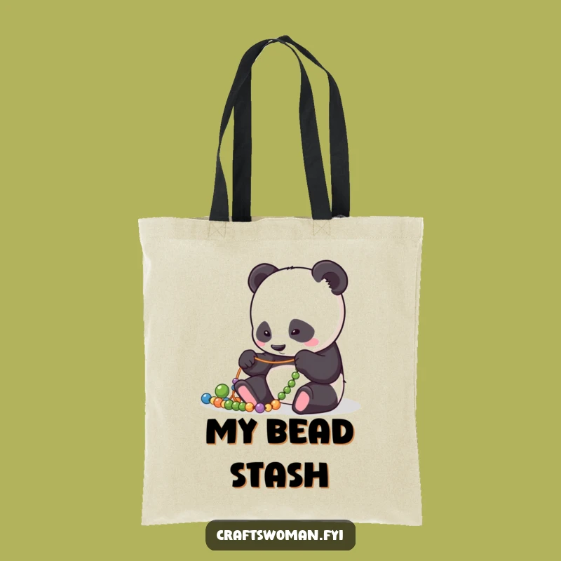 Funny Panda Bead Arranger Tote Bag: Focused Crafting Companion - Carry Your Supplies