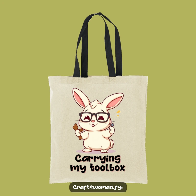 Funny Rabbit Carpenter Tote Bag: Carry Your Tools and Laughs with This Hilarious Bag, a Perfect Funny Gift!