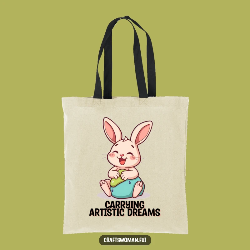 Funny Rabbit Clay Art Tote Bag - Whimsical & Practical Gift