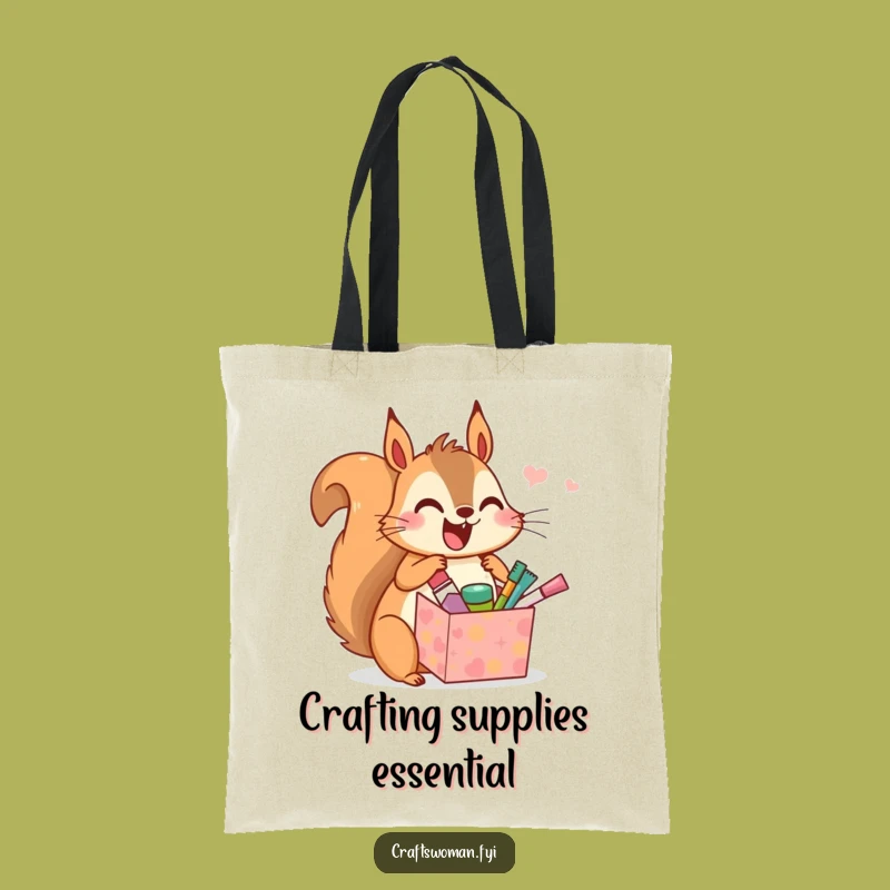 Funny Squirrel Craft Tote Bag: Joyful Animal Carrying Tiny Supplies, Chic Humorous Carryall!