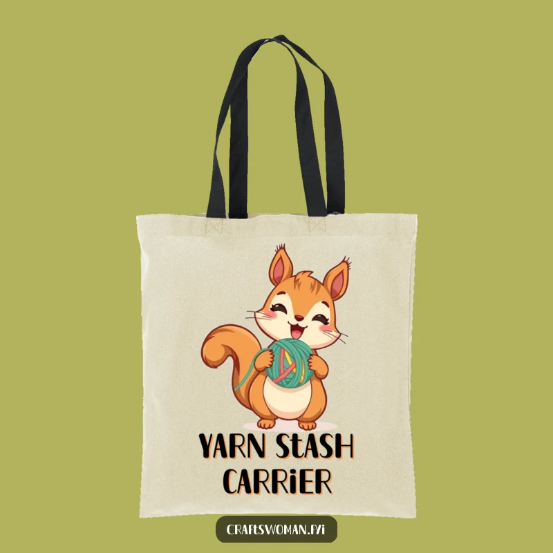 Funny Squirrel Yarn Tote Bag: Carry Your Crafty Supplies in Style Gift