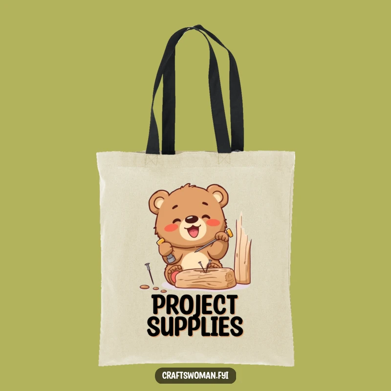 Funny Bear Cub DIY Tote Bag: Carry Your Tools with Cubby Charm and Humor