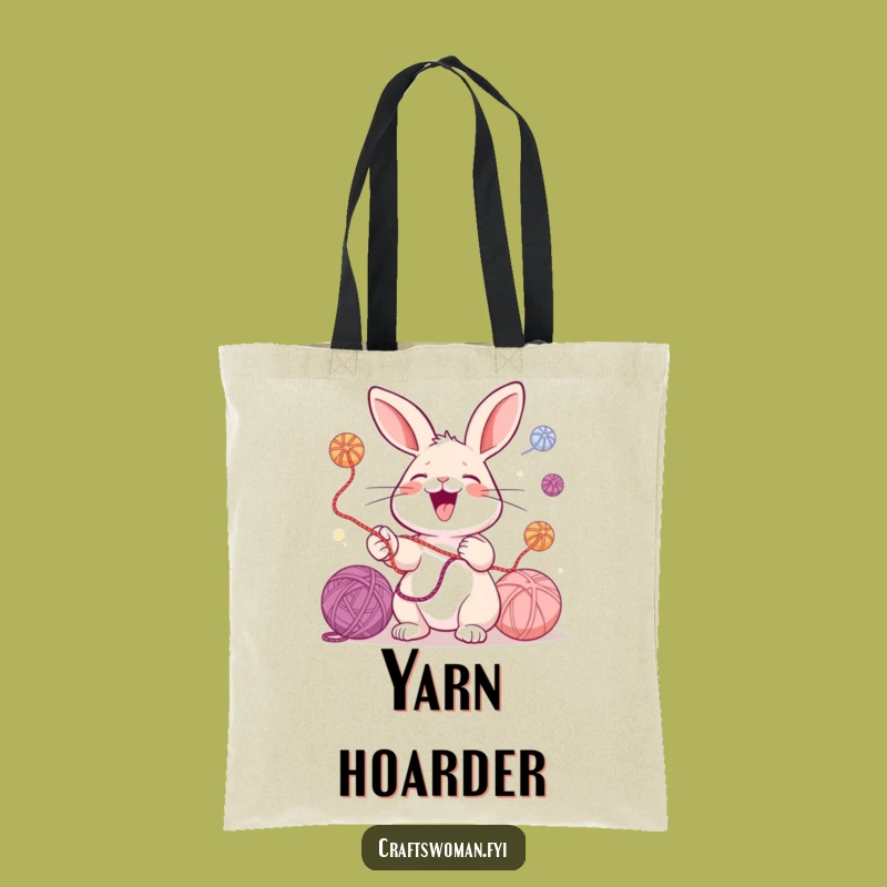 Funny Rabbit Yarn Tote Bag: Carry Your Craft Supplies with Juggling Humor